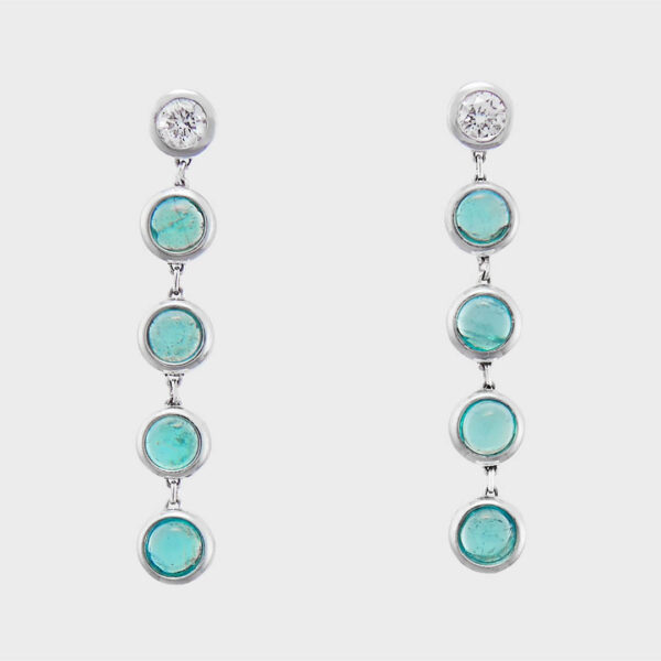 Boucles d’oreilles Gouttelettes de Paraïba et Diamant
