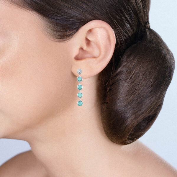 Boucles d’oreilles Gouttelettes de Paraïba et Diamant – Image 2