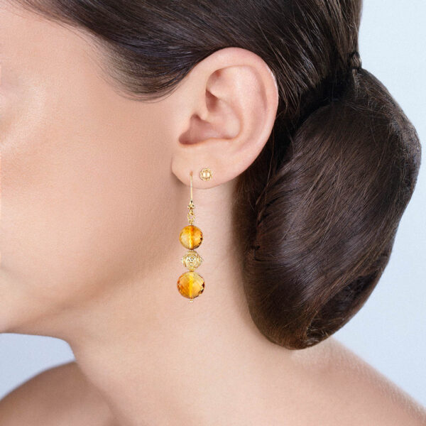 Boucles d’oreilles Gouttes d’or et Citrine – Image 3