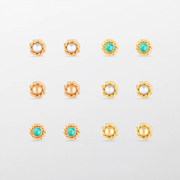 Puce d'oreille Rani perle or jaune – Image 7