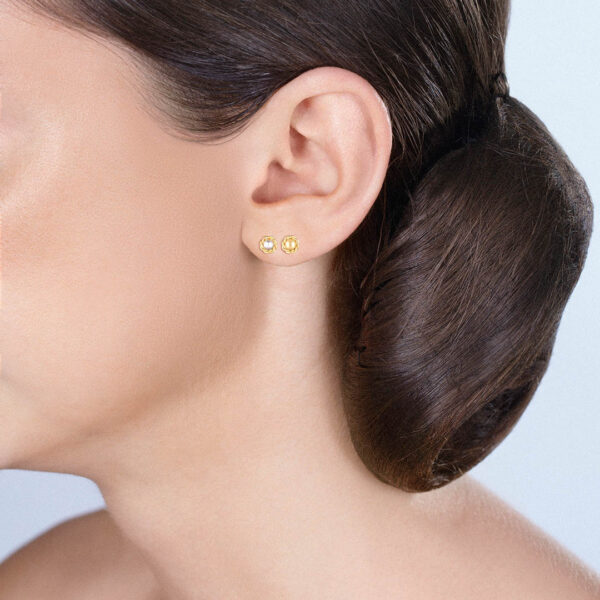 Puce d'oreille Rani perle or jaune – Image 3